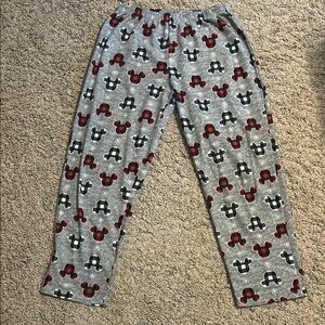 Disney Gray and Red Pajama Bottoms with Geometric Pattern